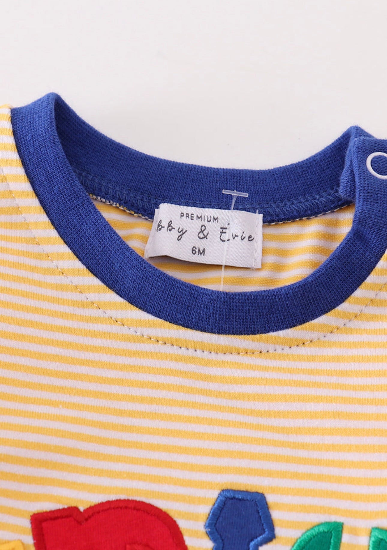 Yellow stripe Tools applique romper