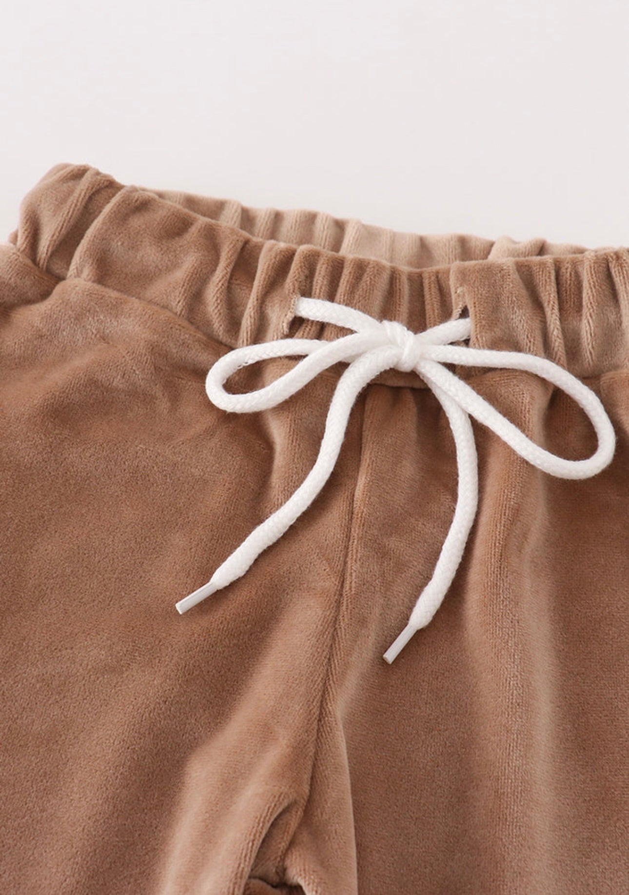 Beige Velvet boy hoodie set