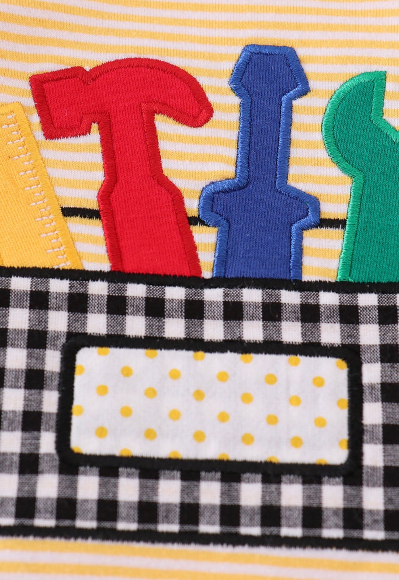 Yellow stripe Tools applique romper
