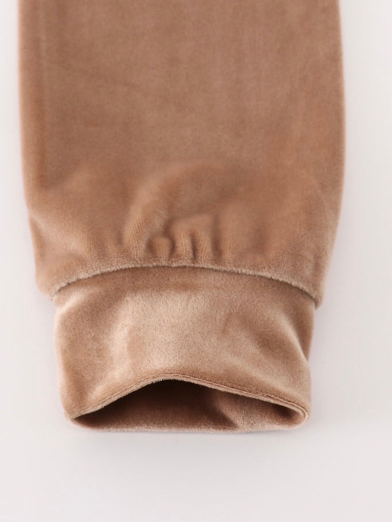 Beige Velvet boy hoodie set