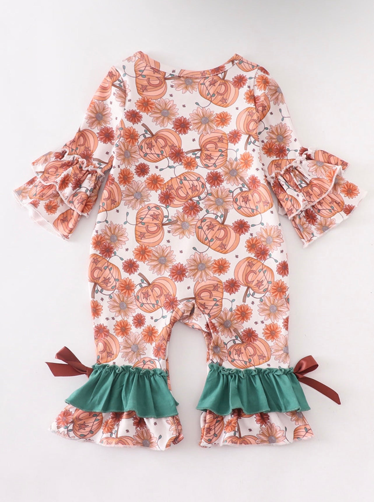 Pumpkin Floral Ruffle romper