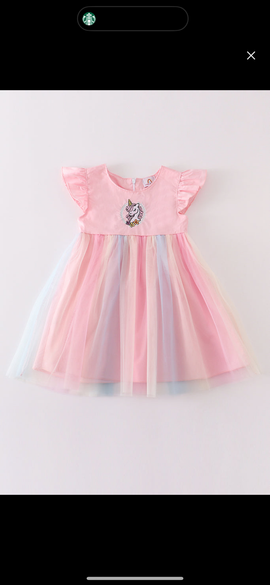 Rainbow Unicorn Tulle Dress