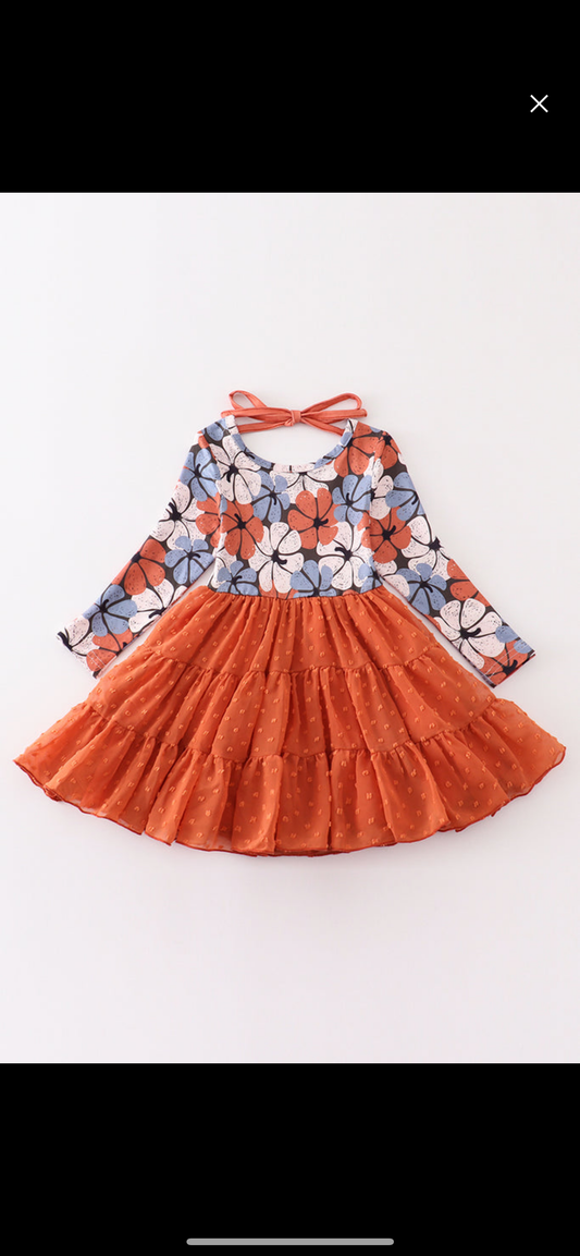 Orange Floral tutu dress