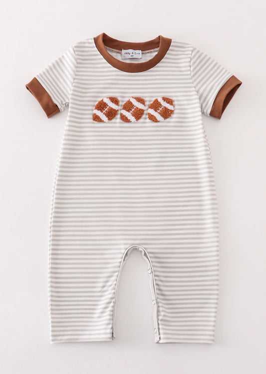 Football French knot boy romper