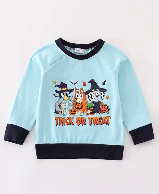 Light Blue Halloween Bluey top