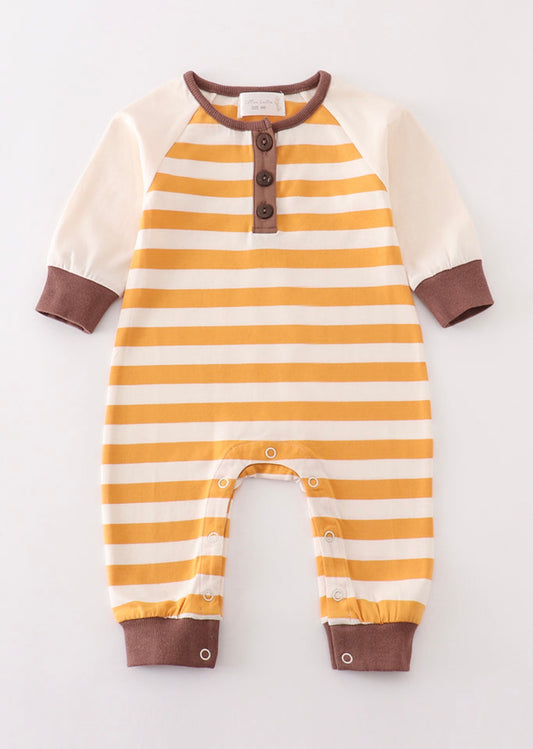 Brown stripe boy romper