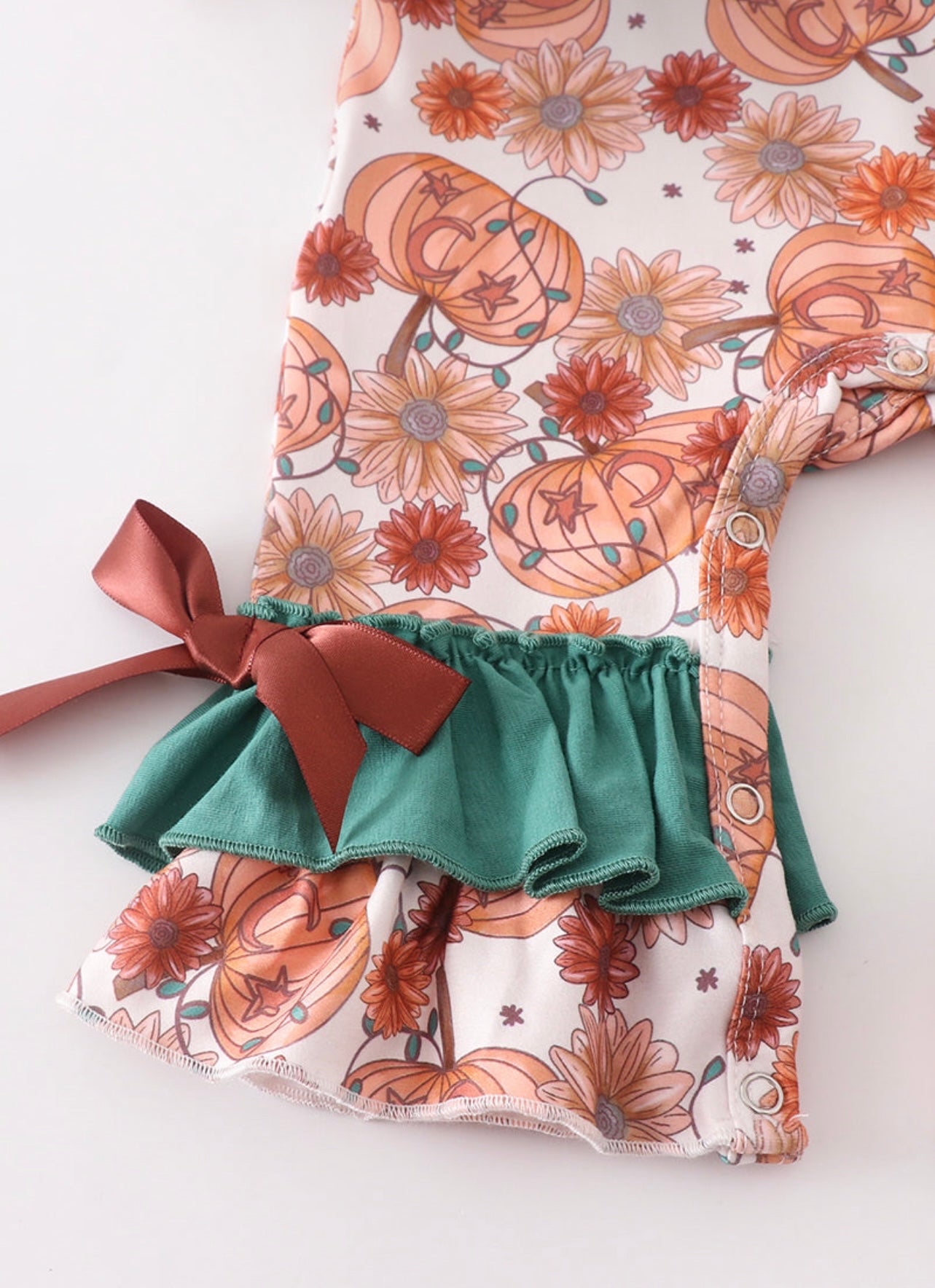 Pumpkin Floral Ruffle romper