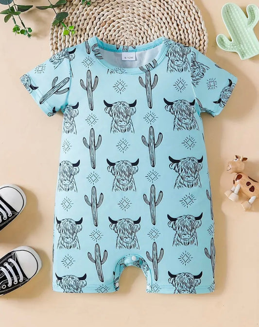 Sky Blue Cow Romper boy