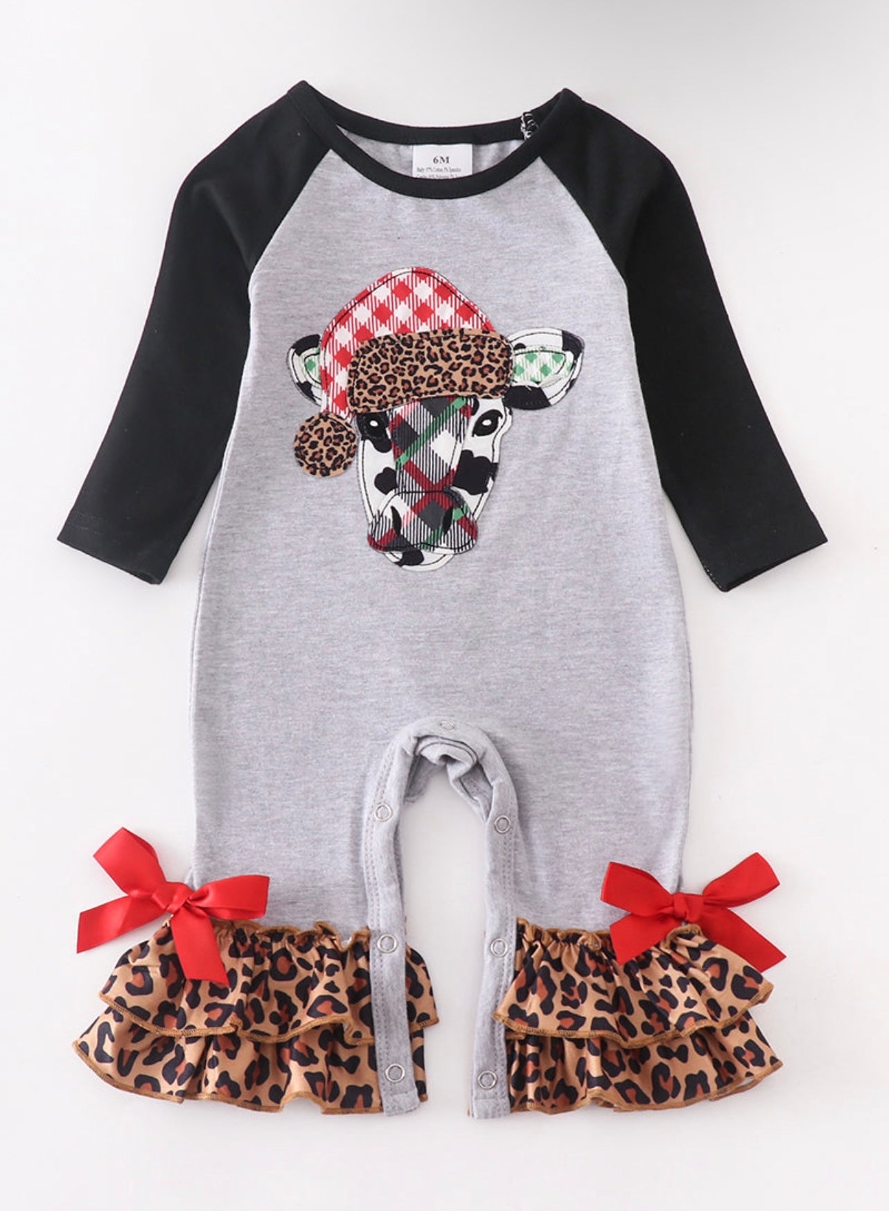 Christmas Cow Leopard romper