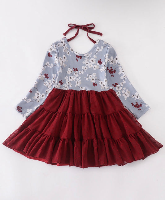 Maroon Floral Tutu twirl dress