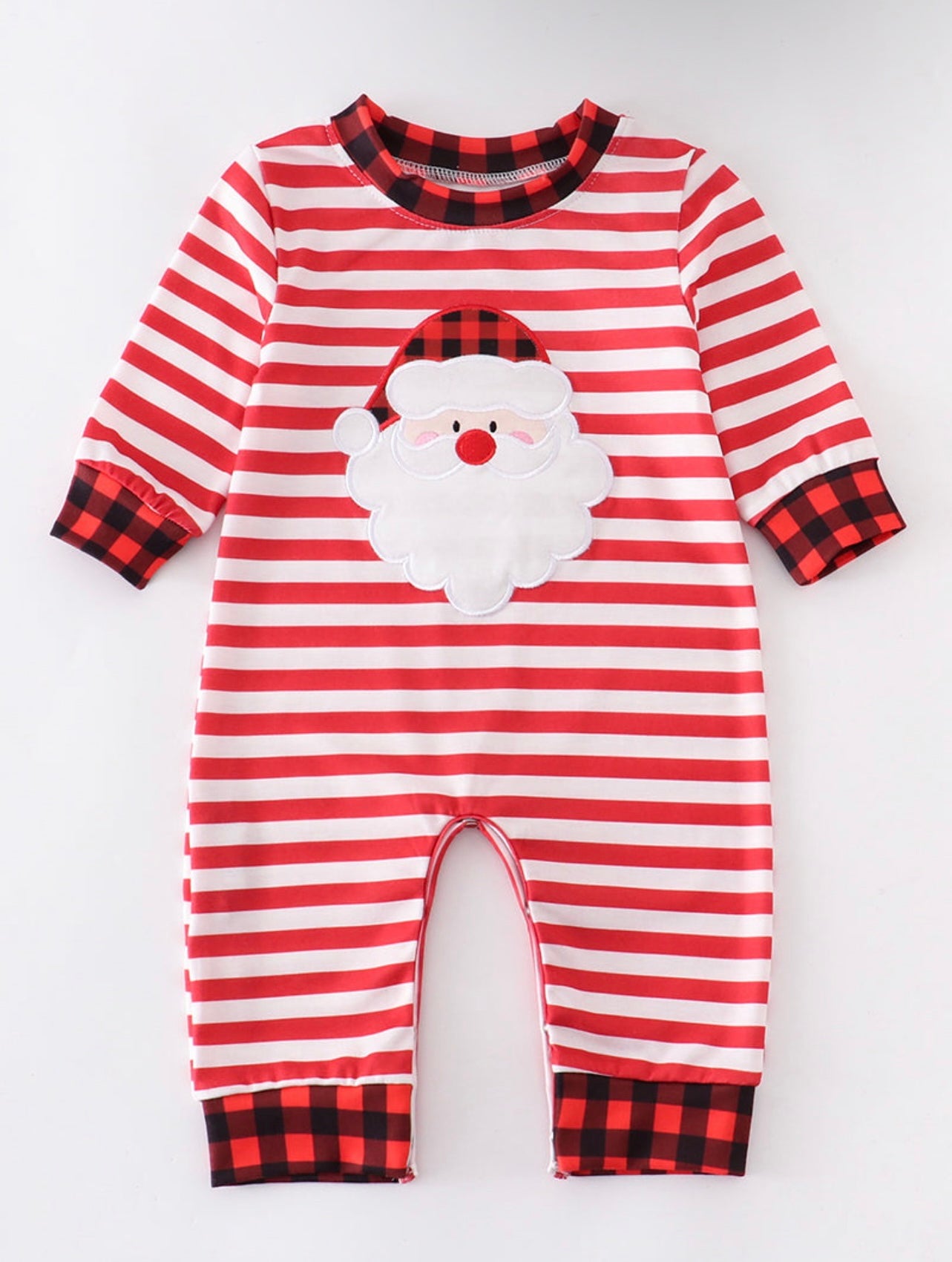 Red Stripe Santa Boy Romper