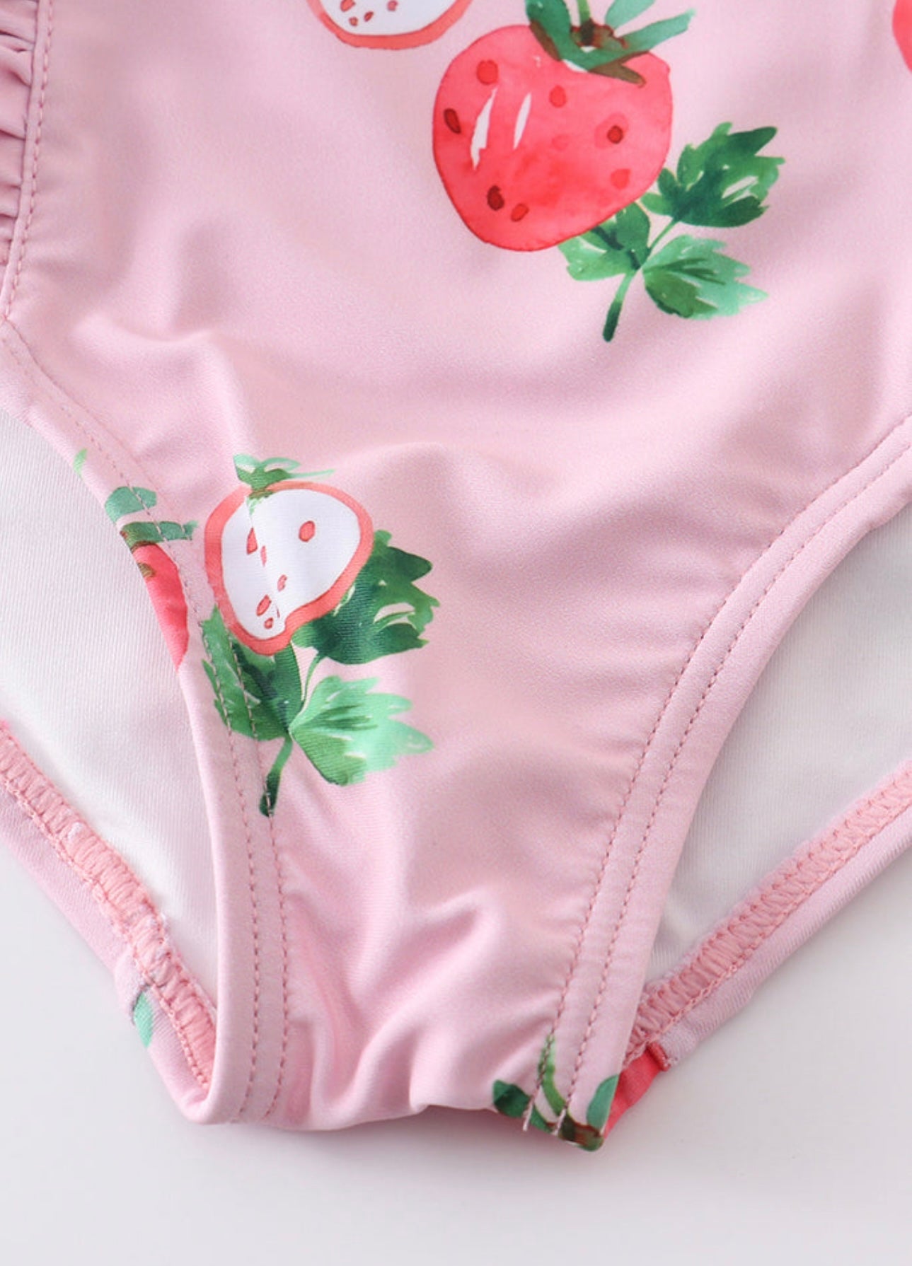 Pink Strawberry ruffle swim suit