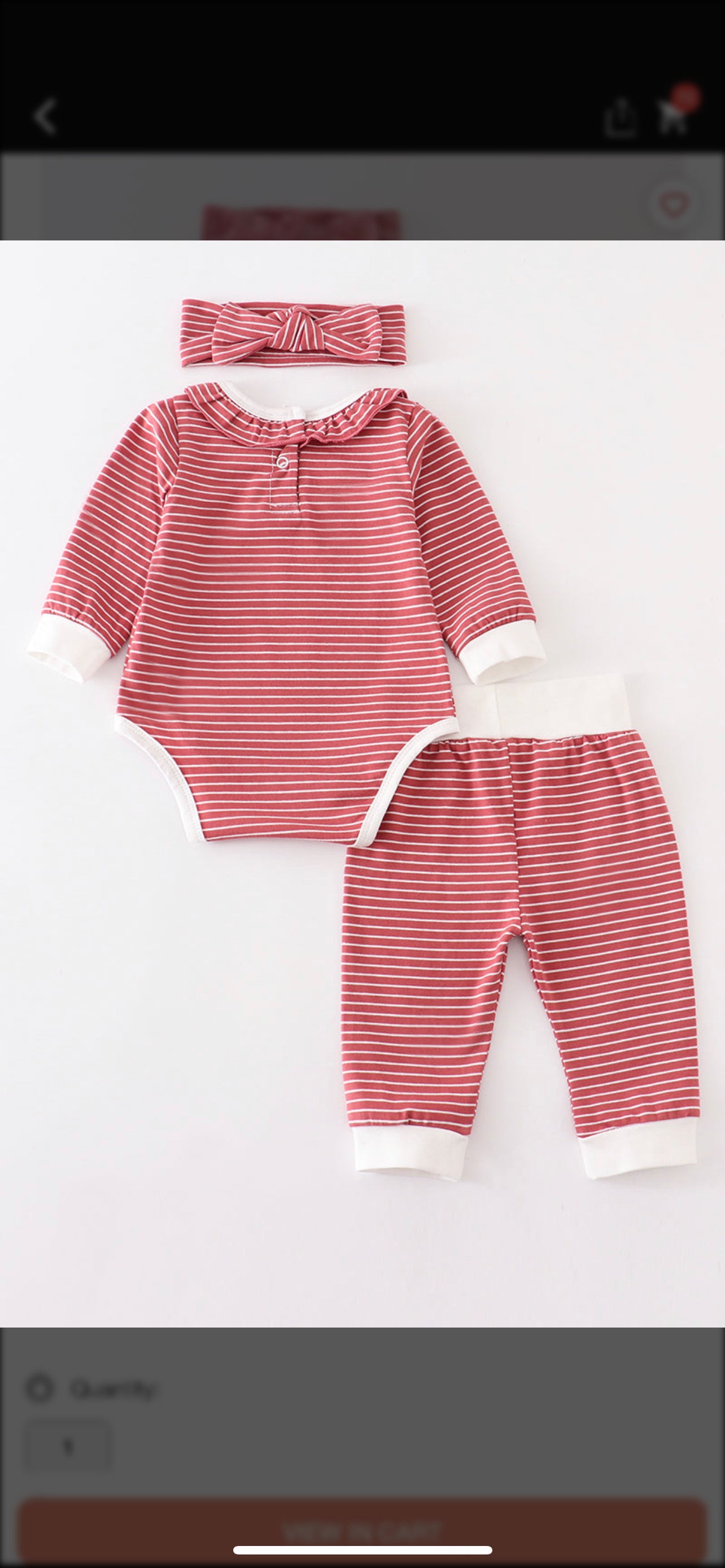 Red stripe ruffle baby set