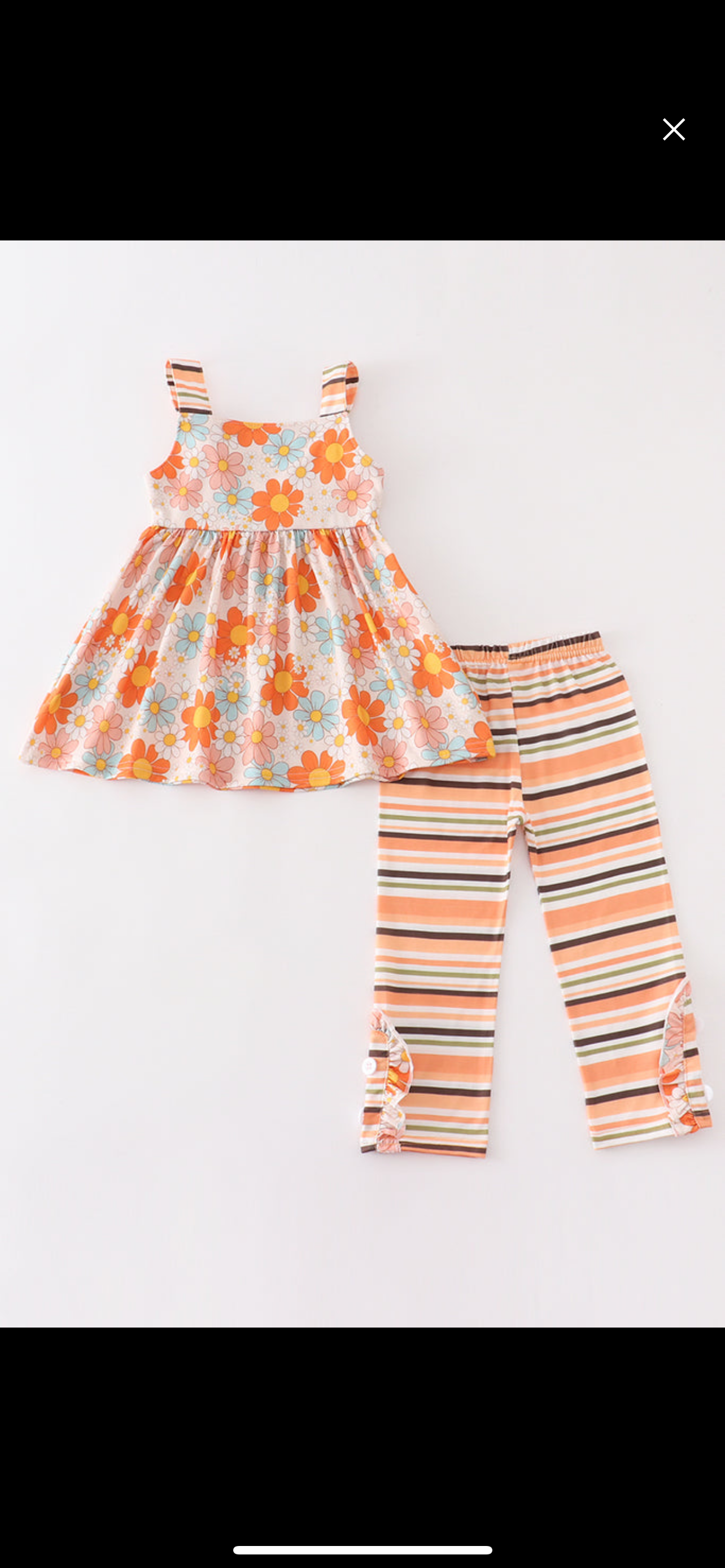 Orange Floral and stripes girl set