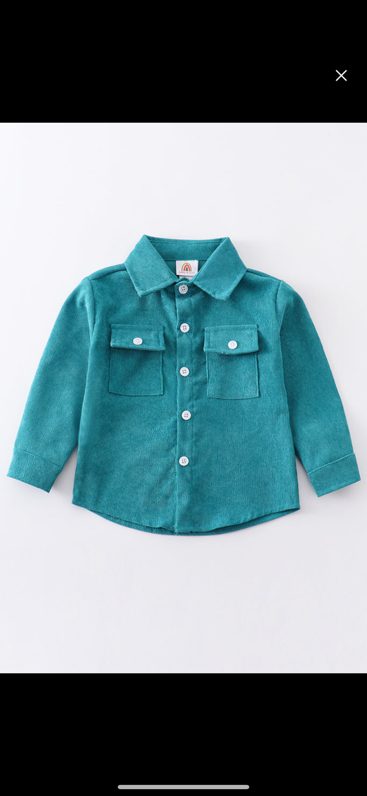 Teal Corduroy button down shirt