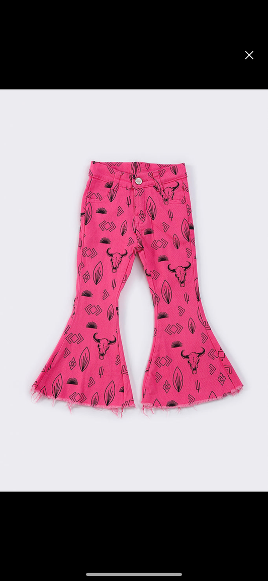 Pink Western denim bells