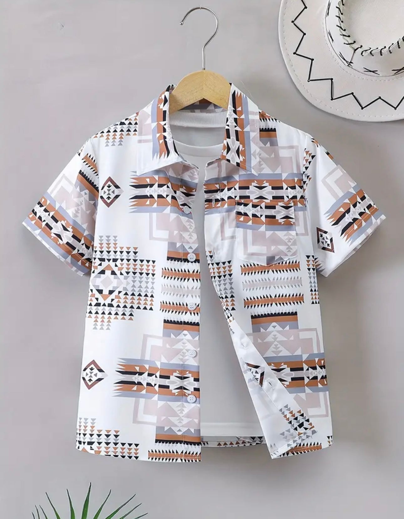 Boys Geometric button up shirt