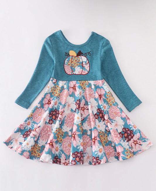 Teal Pumpkin Floral twirl dress