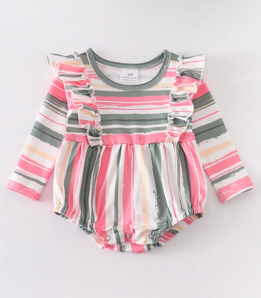 Multicolored Stripe Ruffle baby romper