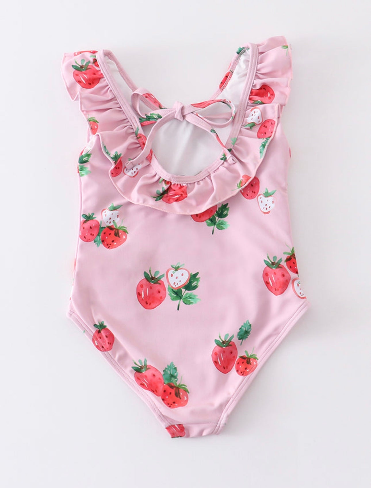 Pink Strawberry ruffle swim suit