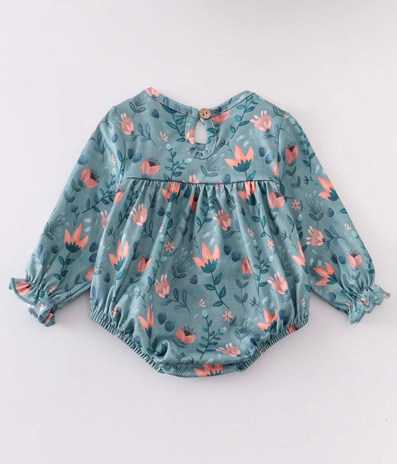 Green Floral baby romper