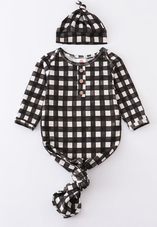 Black plaid baby gown