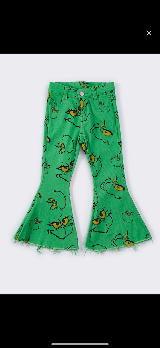 Green Grinch bell jeans