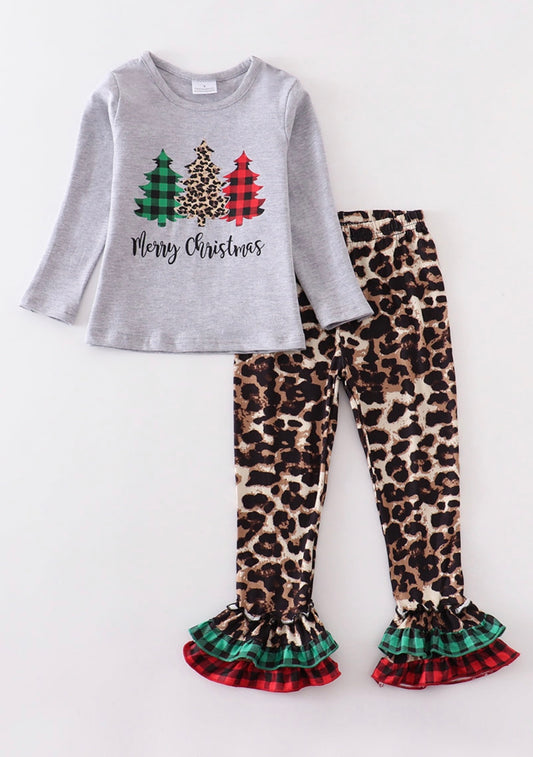 Grey Leopard Christmas Tree set