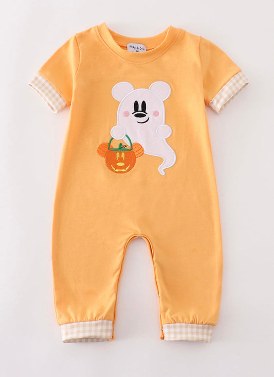 Mickey Halloween Ghost boy romper