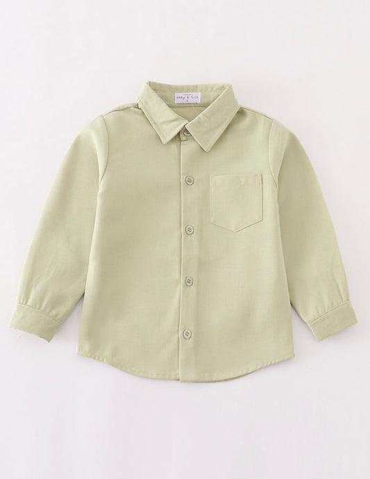 Green boy button down shirt