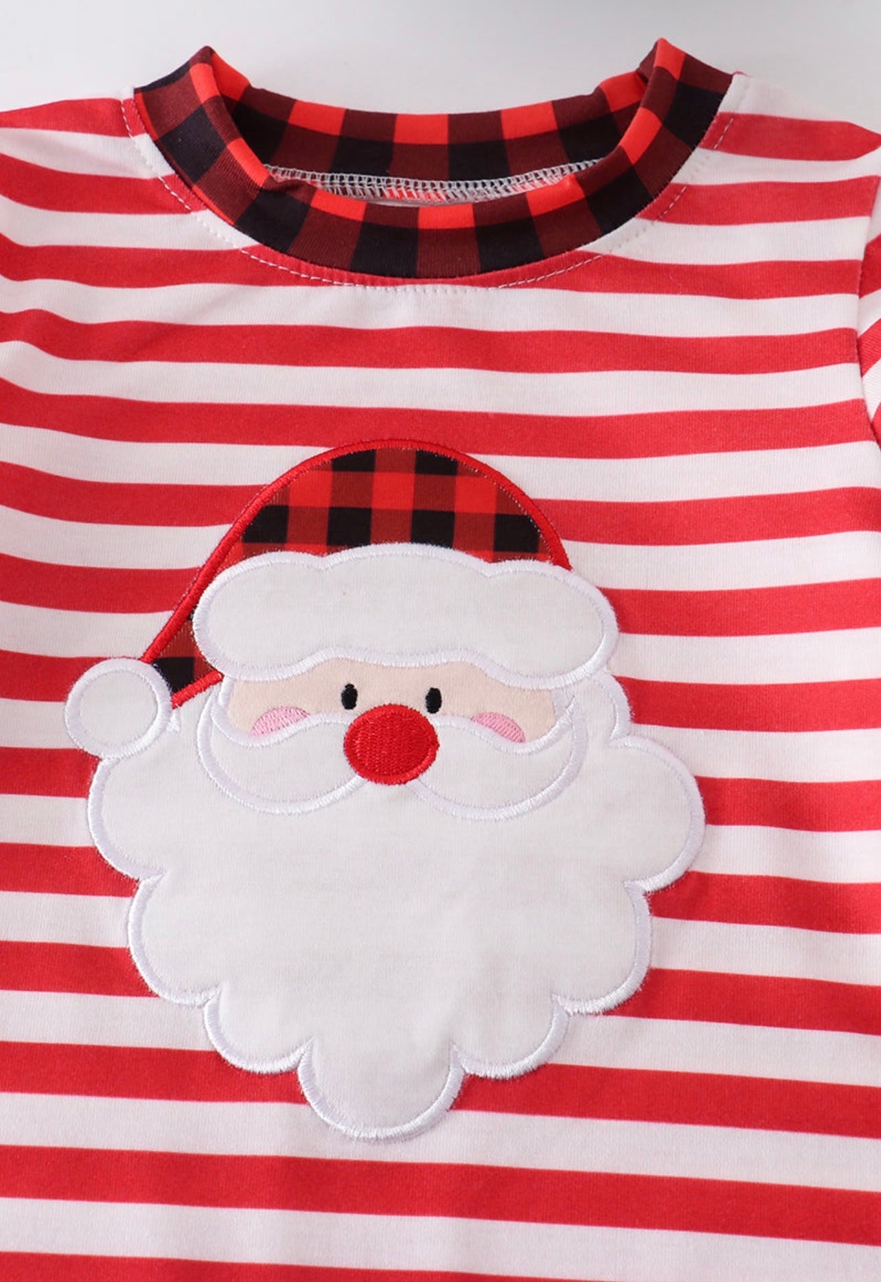 Red Stripe Santa Boy Romper