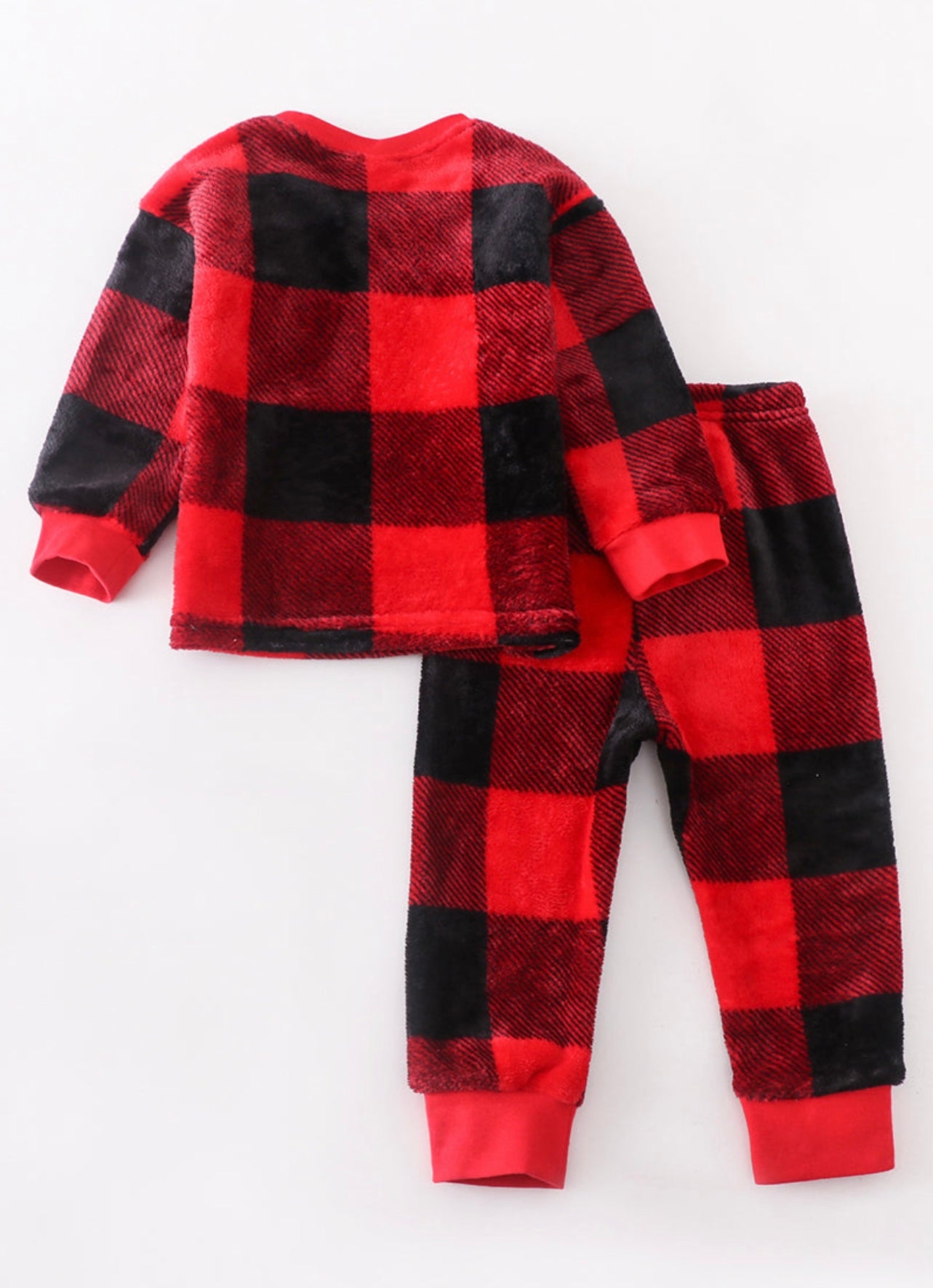 Red plaid fleece set