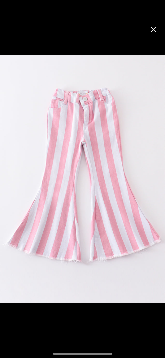 Pink Stripe Denim Bells