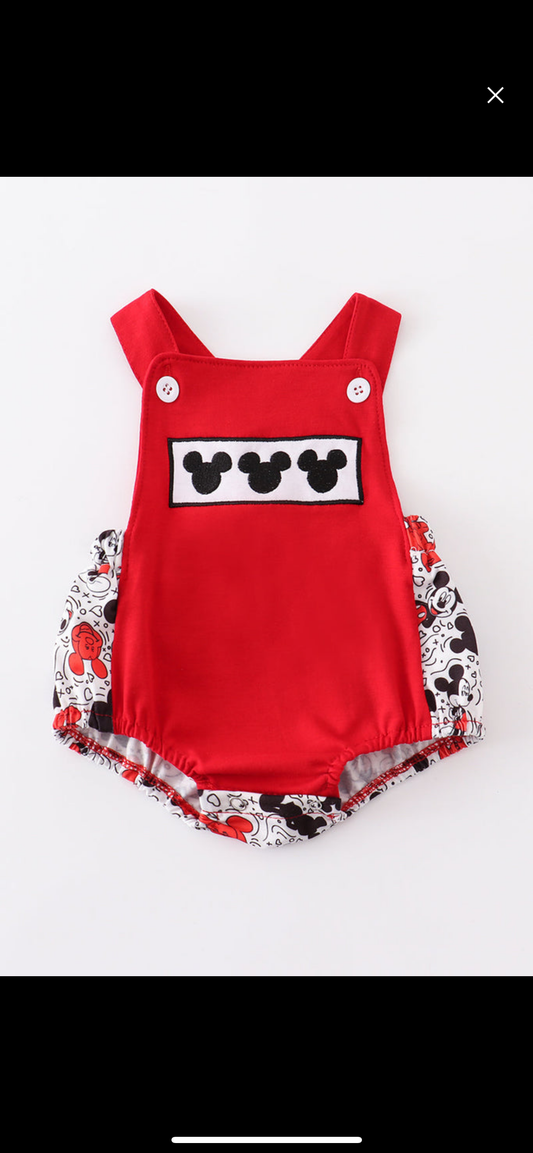 Red Embroidered Mickey boy bubble