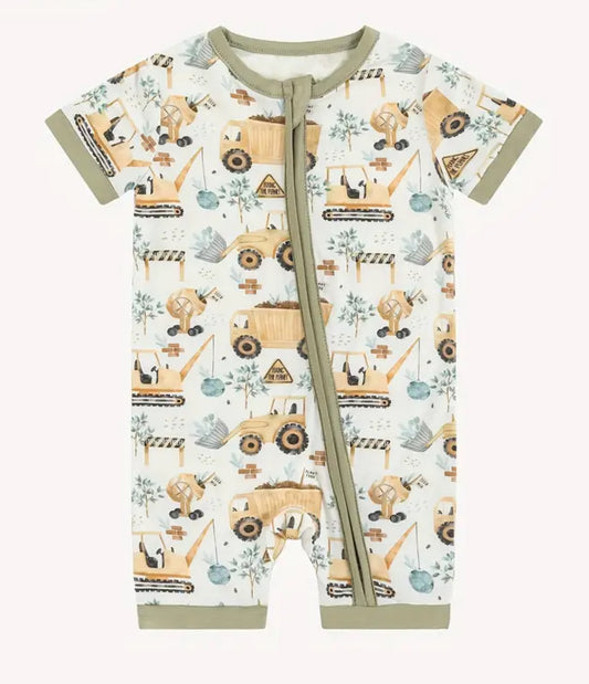 Excavator Bamboo boy romper