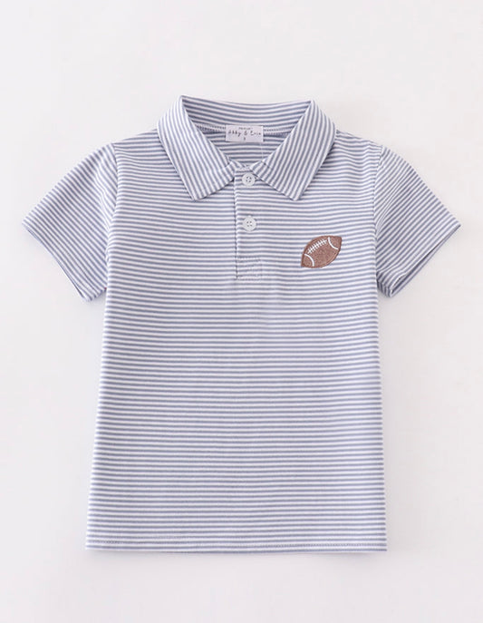 Grey striped football embroidered shirt