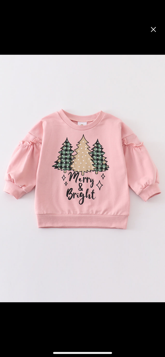 Pink Christmas tree sweatshirt