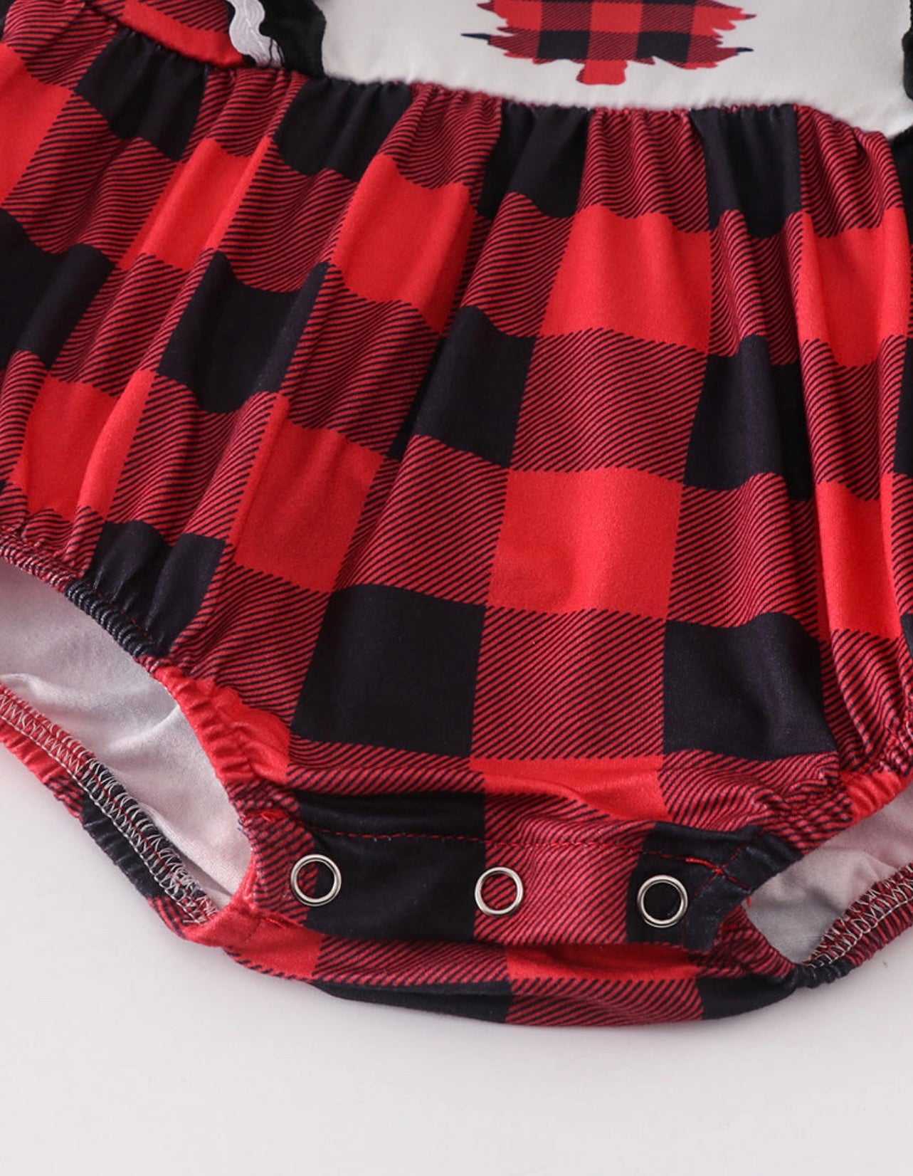 Red Plaid Christmas Tree Ruffle Romper