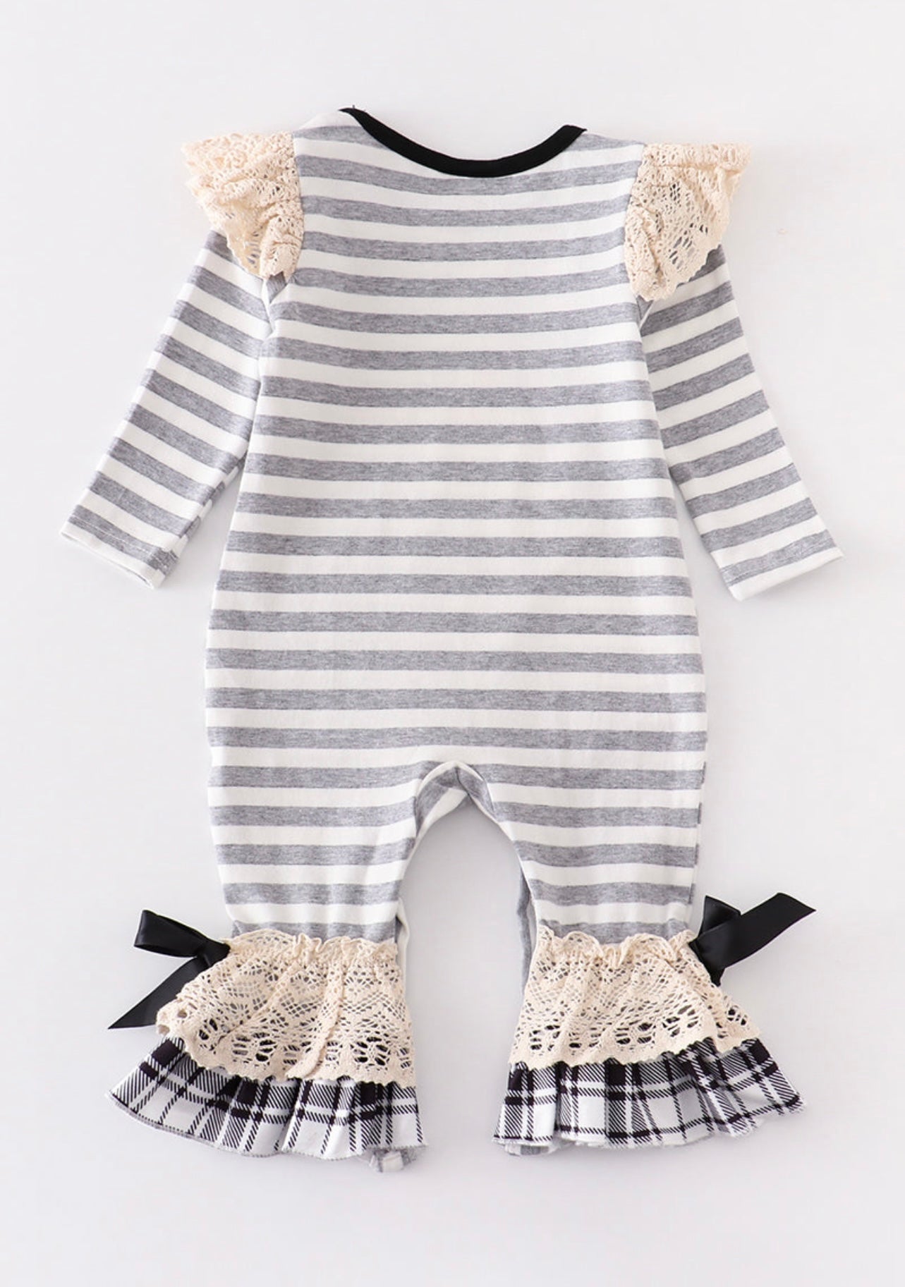 Grey Snowman stripe romper