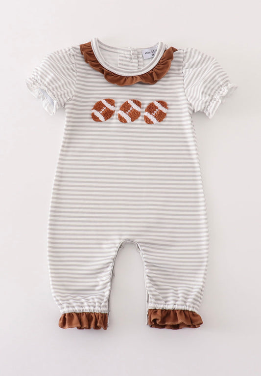 Football French knot girl romper