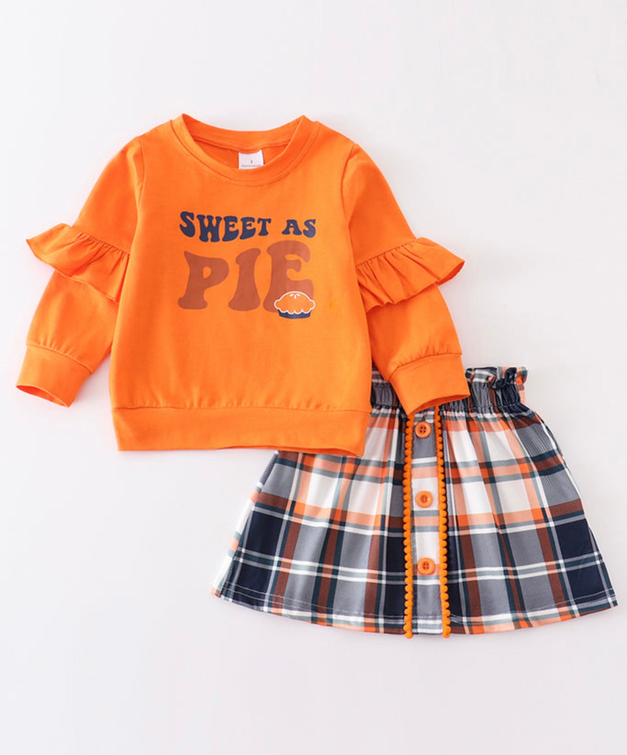 Orange Sweet as Pie plaid skirt set