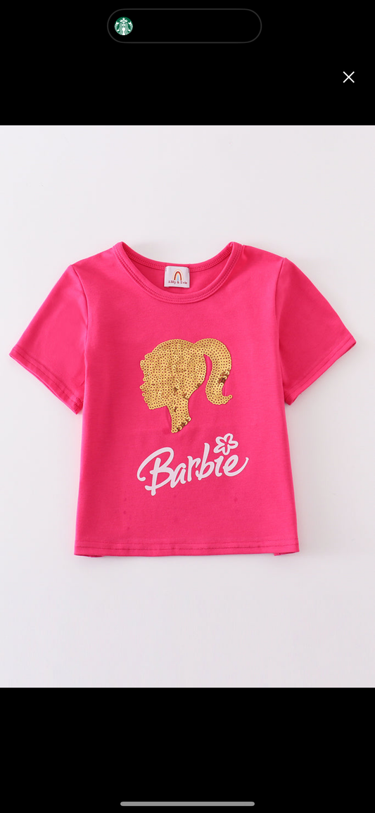 Magenta Barbie Sequin Top