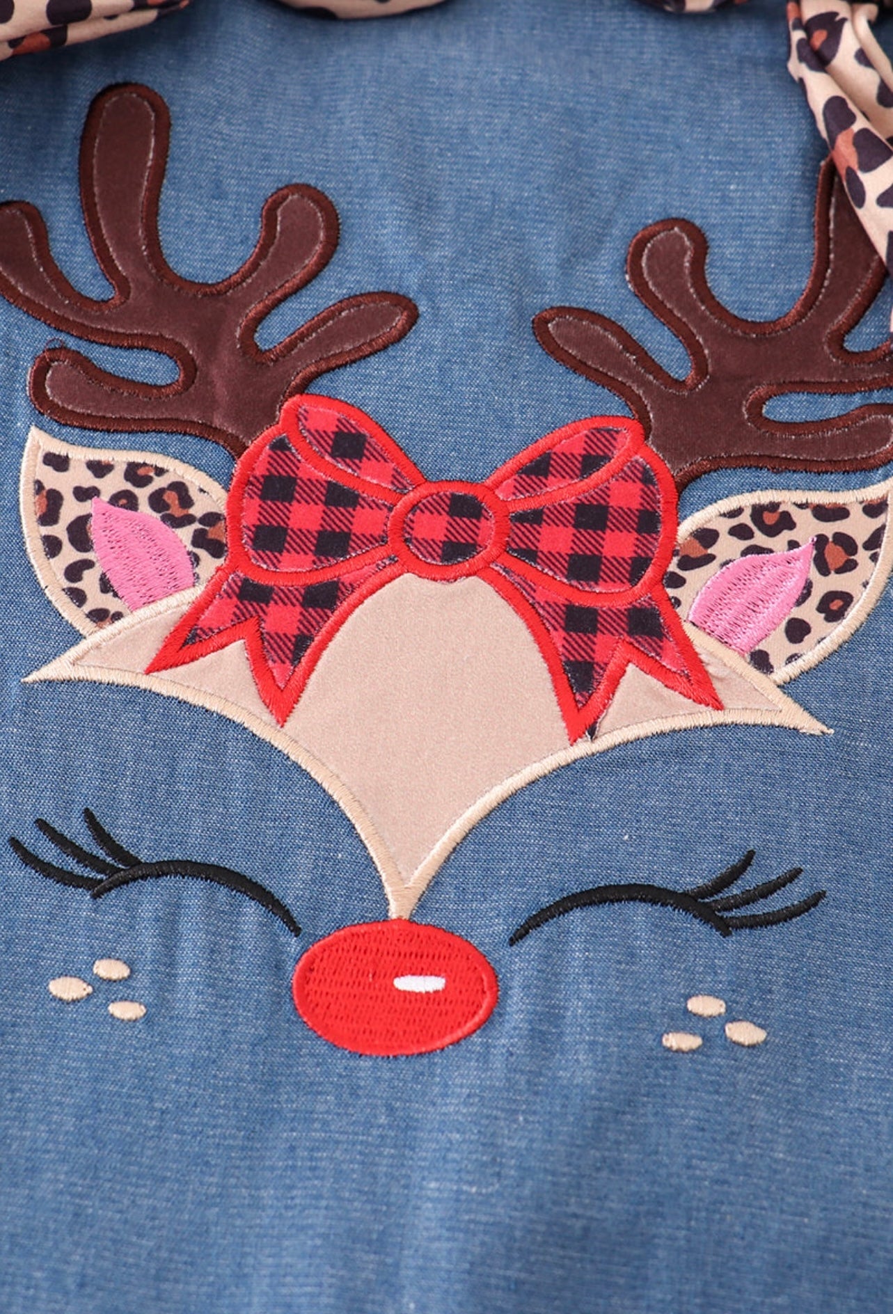 Plaid Reindeer Overall ruffle romper