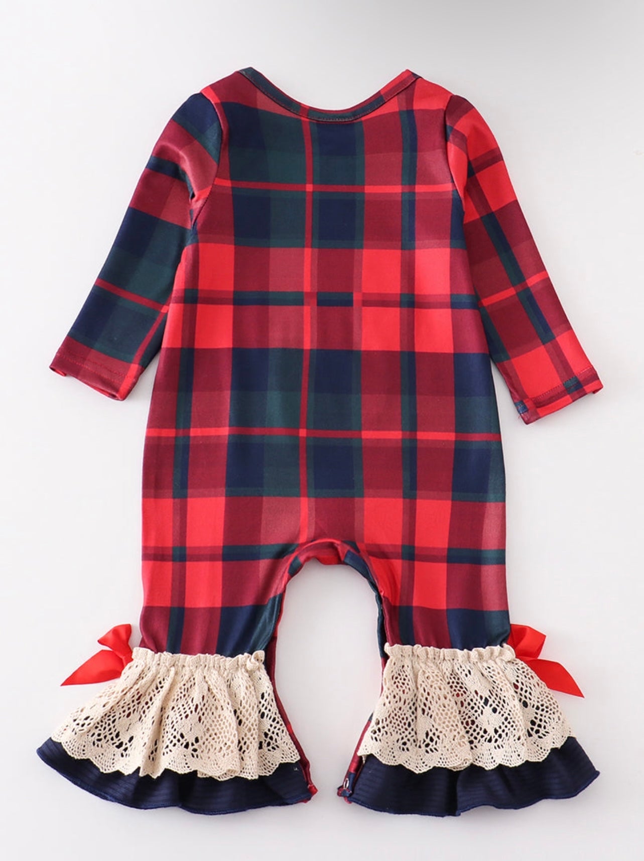 Red Deer Plaid Ruffle romper