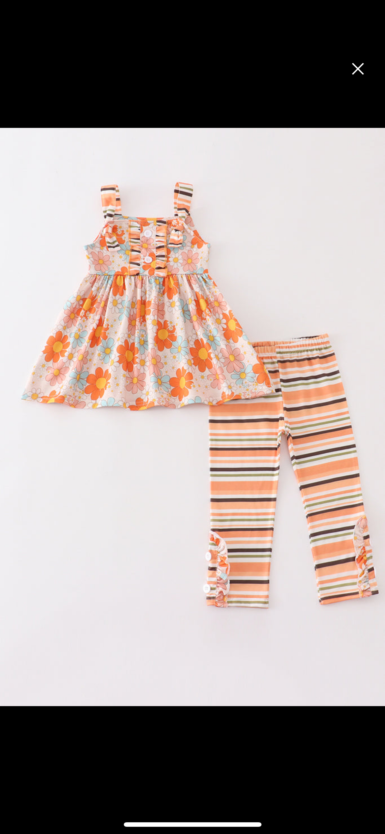 Orange Floral and stripes girl set