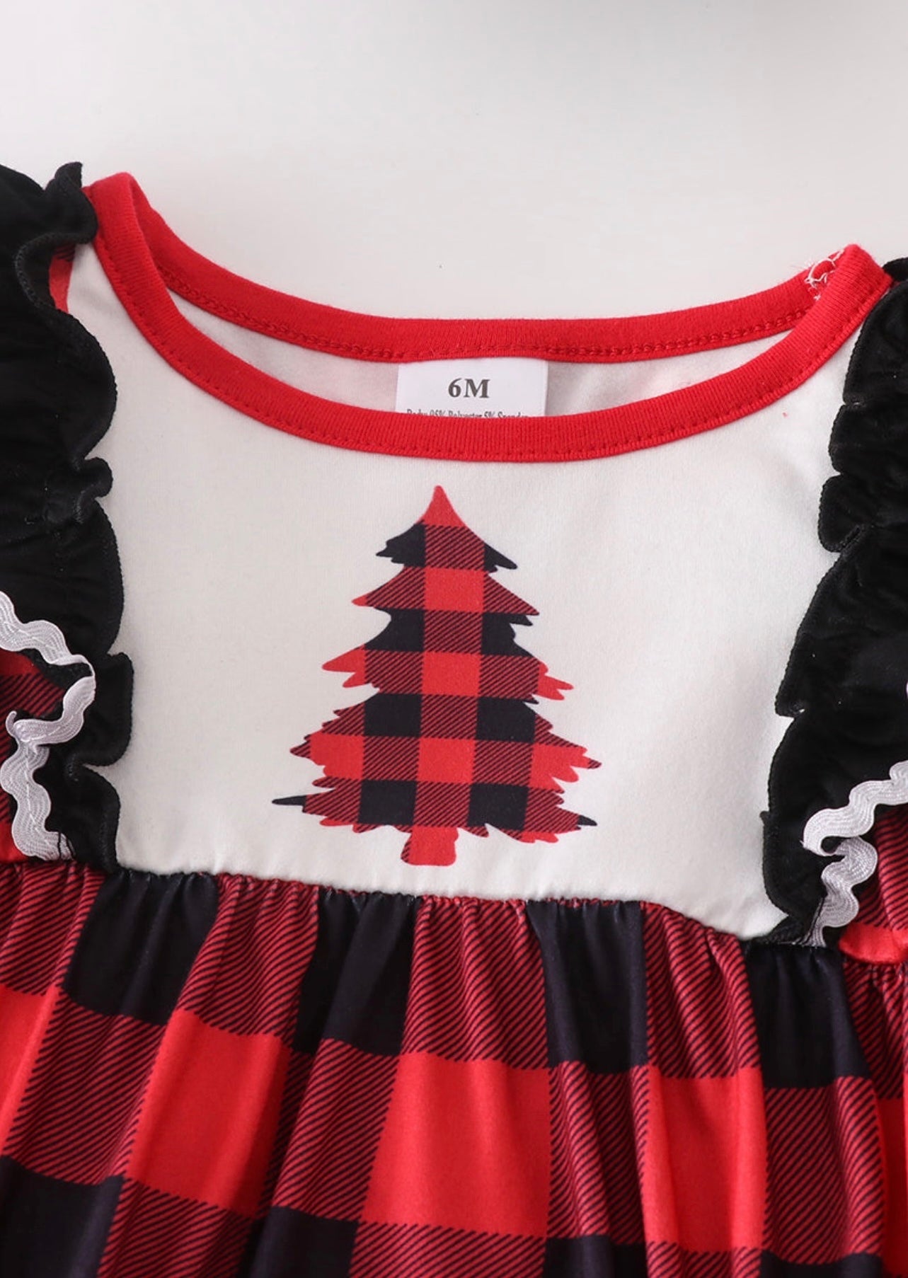 Red Plaid Christmas Tree Ruffle Romper