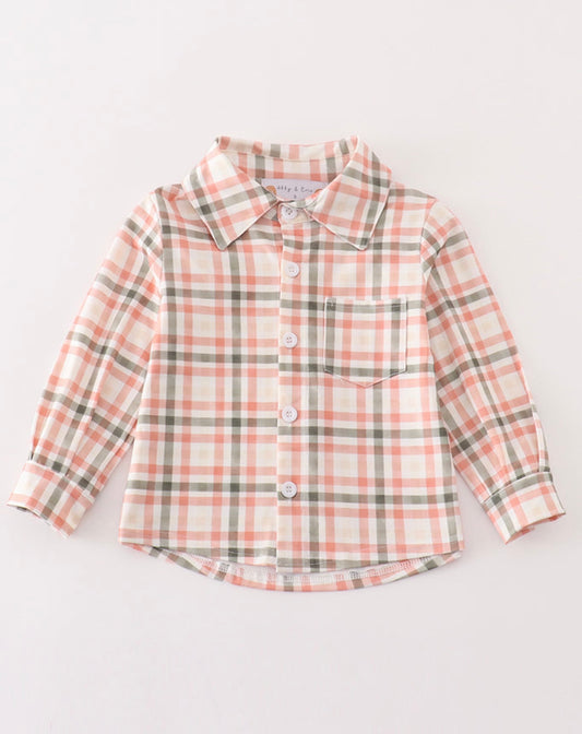 Green watercolor button down