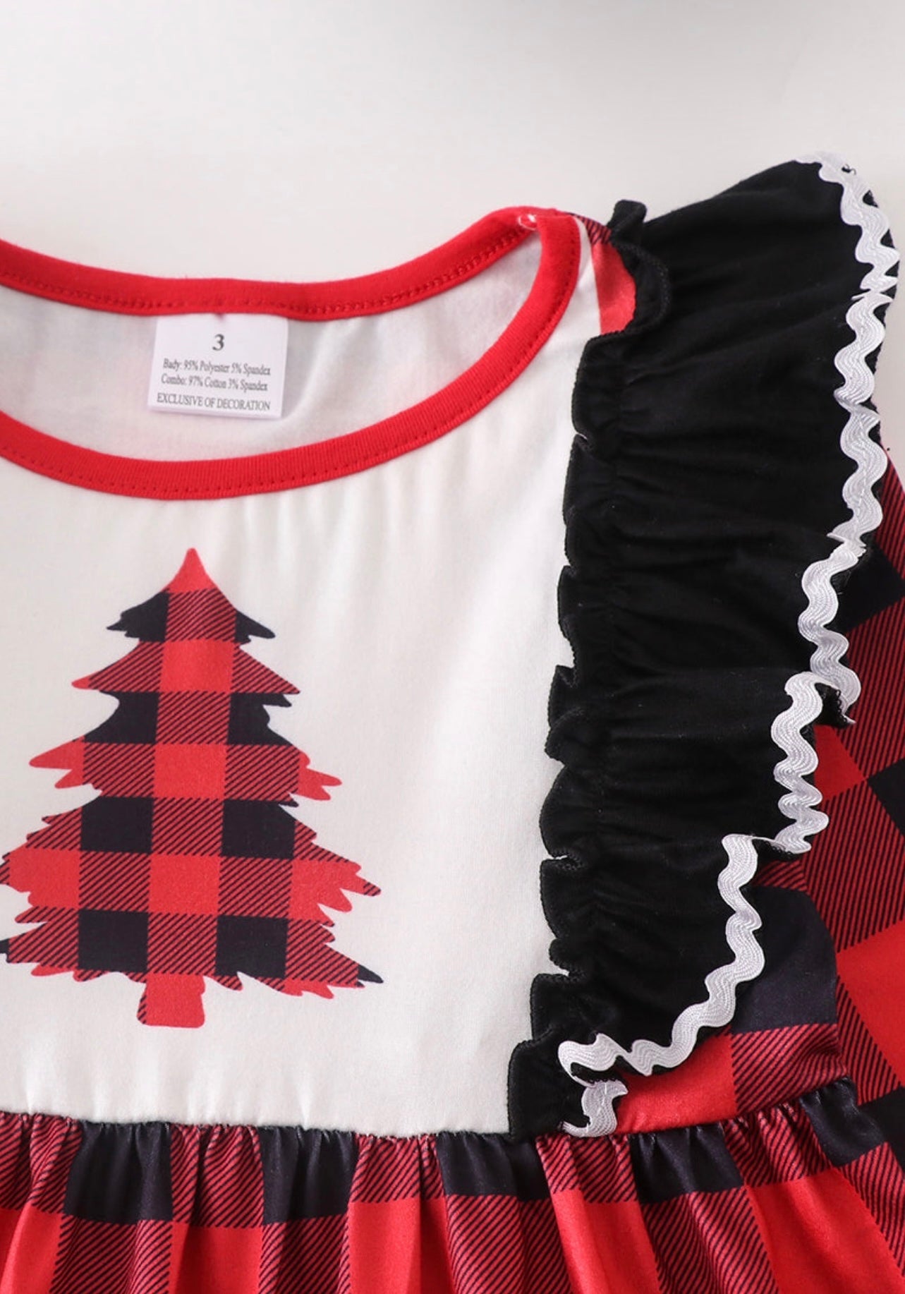 Red Plaid Christmas Tree Ruffle Dress