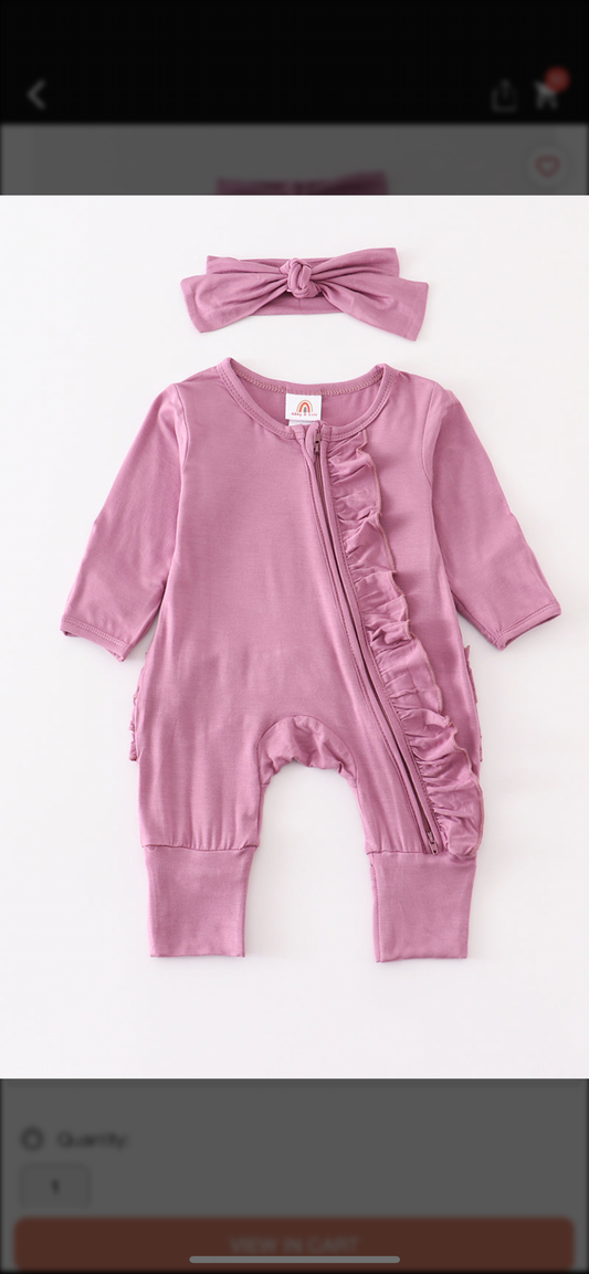 Lavender Bamboo ruffle romper