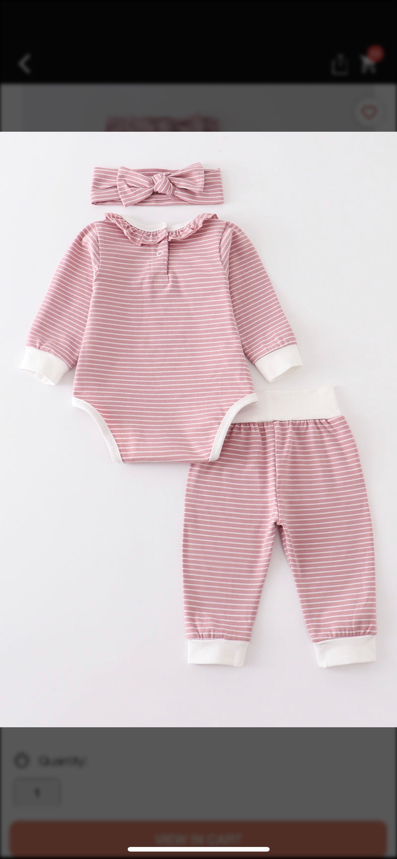 Pink stripe ruffle baby set